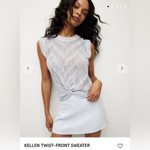 Like-New Veronica Beard Kellen Twist Front Sweater. Light Blue. Size Large.